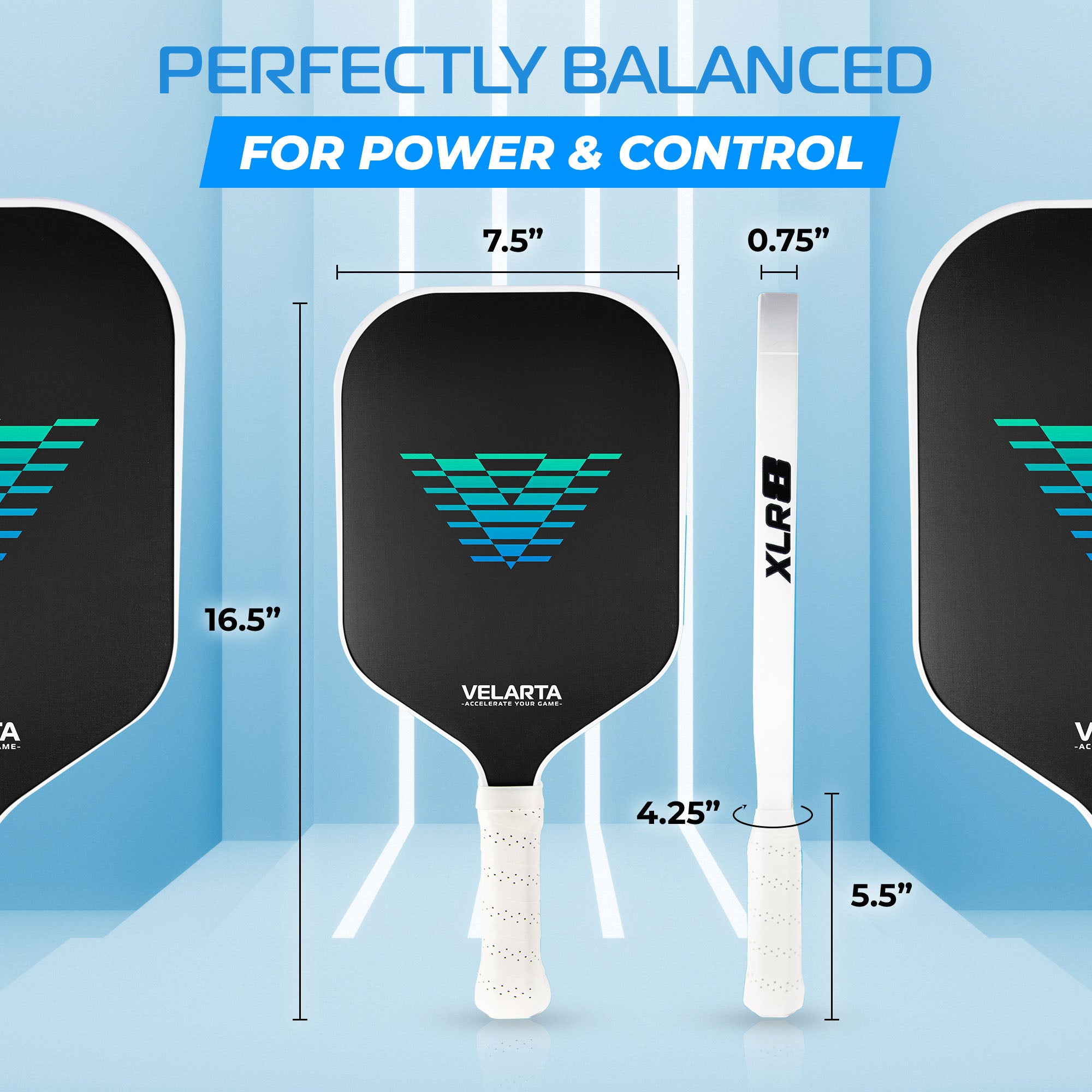 Velarta XLR8 White Pickleball Paddle - Carbon Fiber
